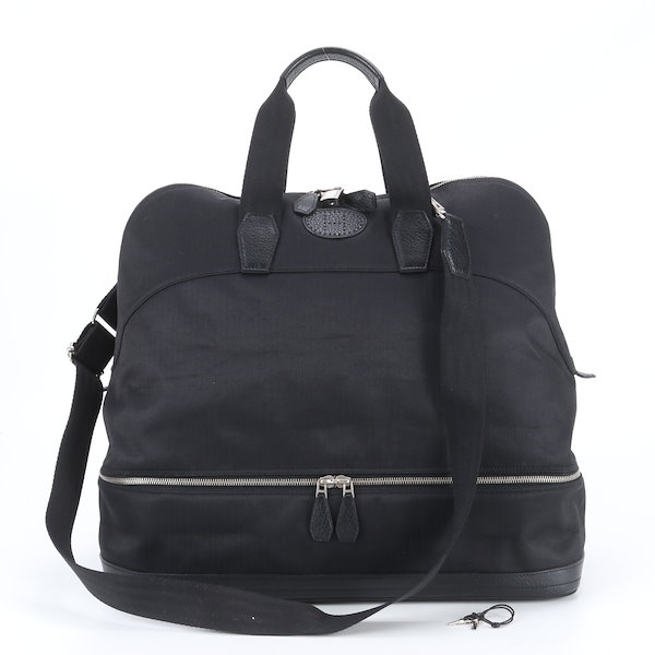 美品 サック ドゥ ゴルフ トワルシェブロン レザー×キャンバス 2WAY ボストン バッグ 斜め掛け 出張 旅行 トート キャリー メンズ RIE EQ22-1 