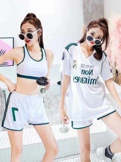 上質水着レディースフィットネス水着スポーツ水着体型カバー 40-82.5KG 大きいサイズありTシャツ風 可愛いビキニ 水着3点セット