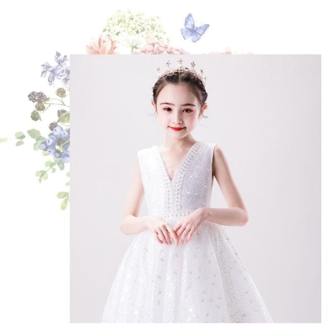 お安く提供子供 ドレス ワンピース 白 可愛い キッズドレス ピアノ 発表会 女の子 ドレス 子ども 結婚式 フォーマル 子供服 ワンピース ノースリーブ パール リボン Vネック シフォン 100