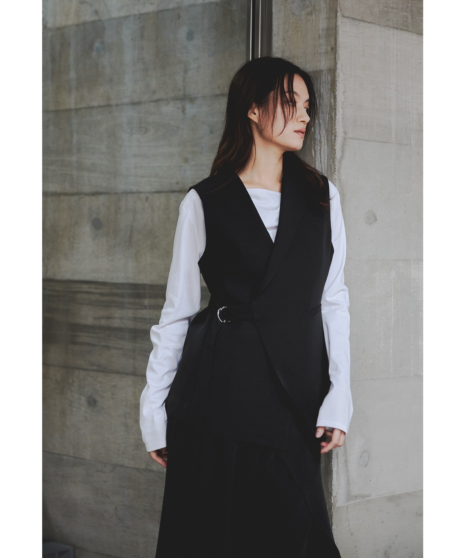 アシンメトリーサイドベルトジレラップパンツスーツ レディース 2点セット セレモニースーツ セットアップ ノースリーブ トップス ベスト ワイドパンツ 入園式 卒園式 入学式 卒業式 成人式 同窓会