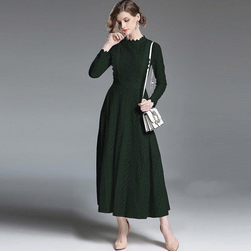 ワンピースレディース結婚式マキシワンピース長袖パーティードレスレースドレスaライン総レースフレアフォーマル二次会お呼ばれきれいめ