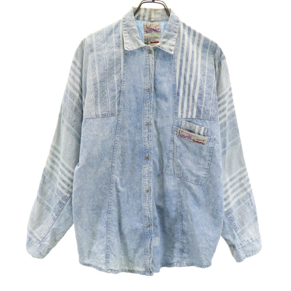 JCRDACHS STUDIO 80s 90s オールド デザイン 長袖 シャツ M ブルー系 レディース