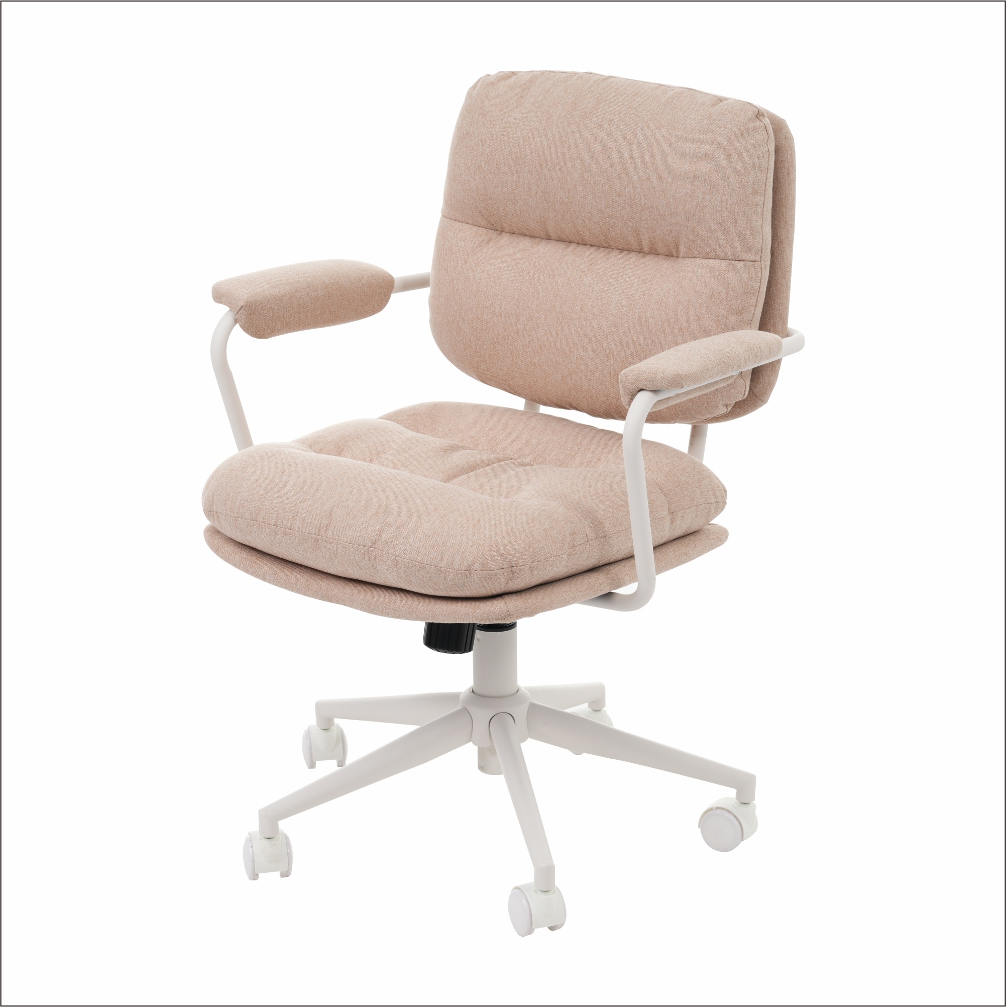 【国内出荷 - 3日配達】【ファブリック 】　グレージュ デスクチェア 在宅ワーク オフィスチェア おしゃれ 3Dソフトパッド　極上の座り心地　360回転 椅子 肘付 チェア 学習 かわいい シンプル