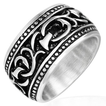 オークトライバルステンレスリング（RWR048）指輪 17号 大きい かっこいい ワイド 幅あり 太い サージカルステンレス316L アクセサリー 男性 女性 プレゼント r0859xxxxxxxx