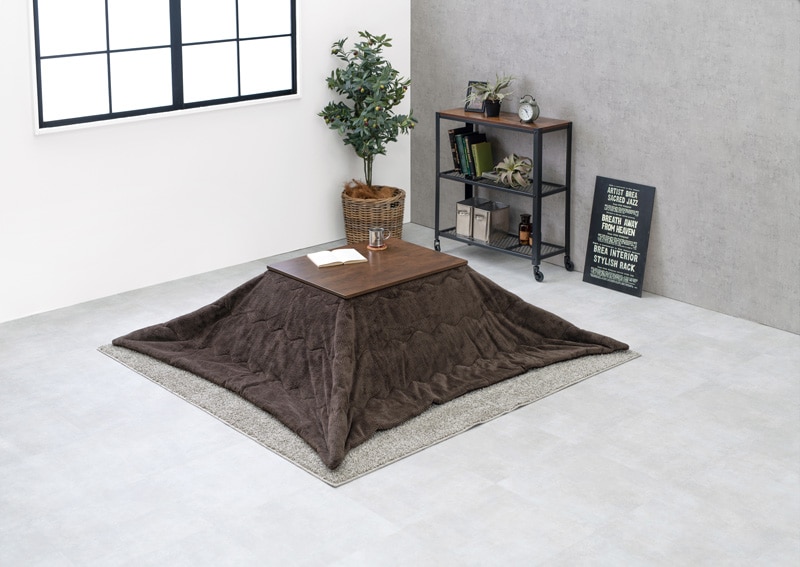 こたつセット こたつ うす掛布団 2点セット ダークブラウン/ブラウン 75x60cm ヴィンテージテイスト 継足 オールシーズン コタツ テーブル