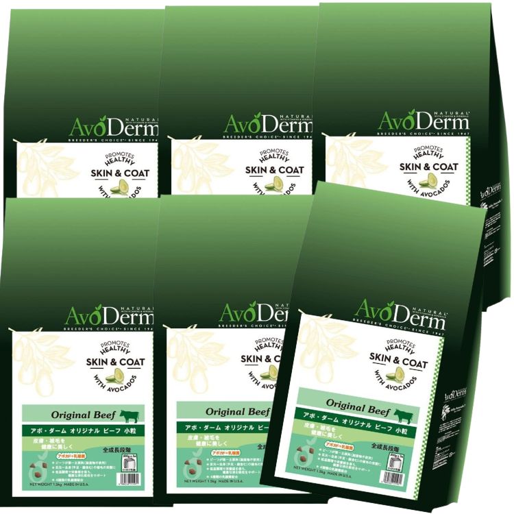6個セット Biペットランド アボダーム オリジナルビーフ 小粒 1.5kg (500g×3袋)AvoDerm アボダーム ドッグフード 犬 涙やけ