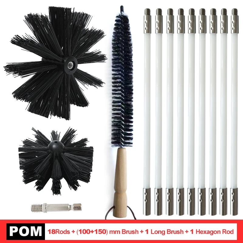 Pom-暖炉の壁の洗浄用の2-in-1ブラシヘッド,強力で強力なブラシ,11.8833.8フィート