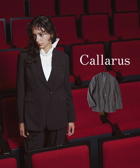 パンツスーツ 入学式・卒業式・フォーマル 単品 ストレッチノーカラーヨークデザインジャケット 大きいサイズ有 Callarus