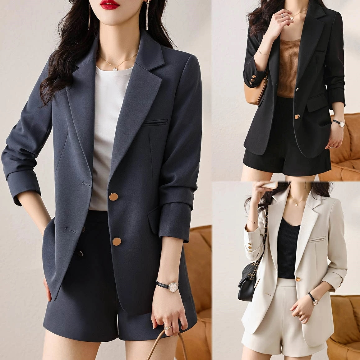 高級感 パンツスーツ レディース 2点セット スーツセット ビジネス テーラードジャケット ショートパンツ スラックス フォーマル 通勤OL オフィス 就活