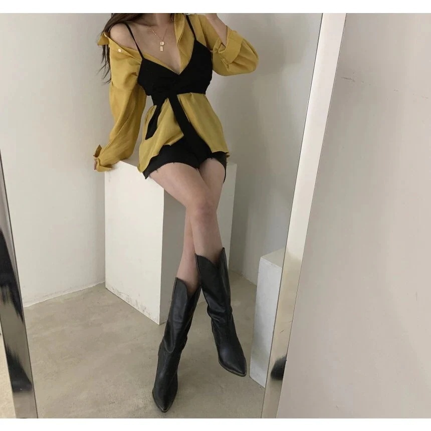 トップス シャツ ビスチェ 2点セット フェミニン レイヤード 重ね着 きれいめ カジュアル 大人可