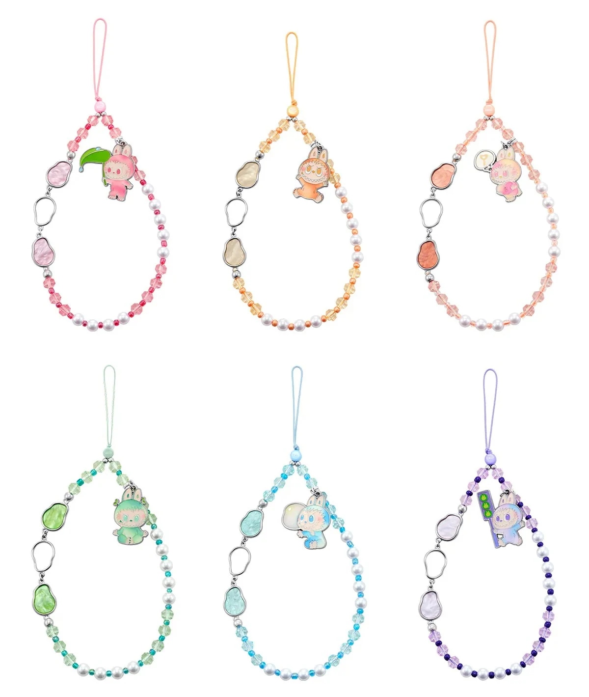 公式正規品POP MART LABUBU スマホストラップ かわいい 漫画のブレスレット ビーズのストラップ 携帯電話チェーン キーホルダー・ストラップ・ペンダント ガチャポン ブラインドボックス