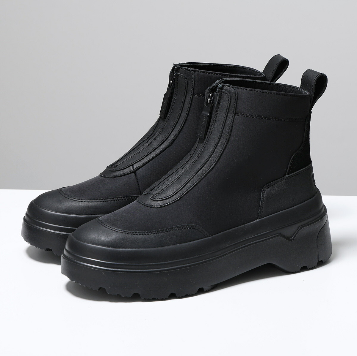HUNTER ハンター レインブーツ EXPLORER ANKLE ZIP FLATFORM WFS1000LNY レディース ショートブーツ 軽量 撥水 ジップアップ シューズ 靴 BLK/BLAC