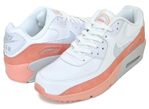 エアマックス 90 レザー ガールズ dm0956-100 AIR MAX 90 LTR SE (GS) white/aura-lt madder root RAINBOW SALMON