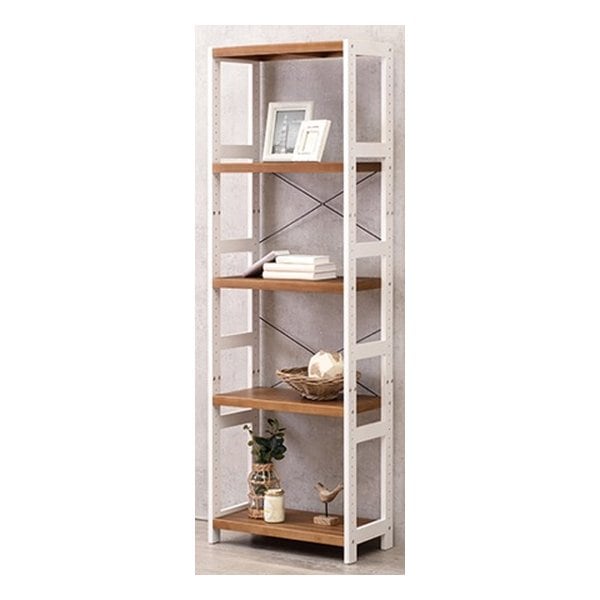 ラック ホワイトウォッシュ・ライトブラウン 5段収納 幅60×奥行30×高さ180cm MCC-6036WSLB