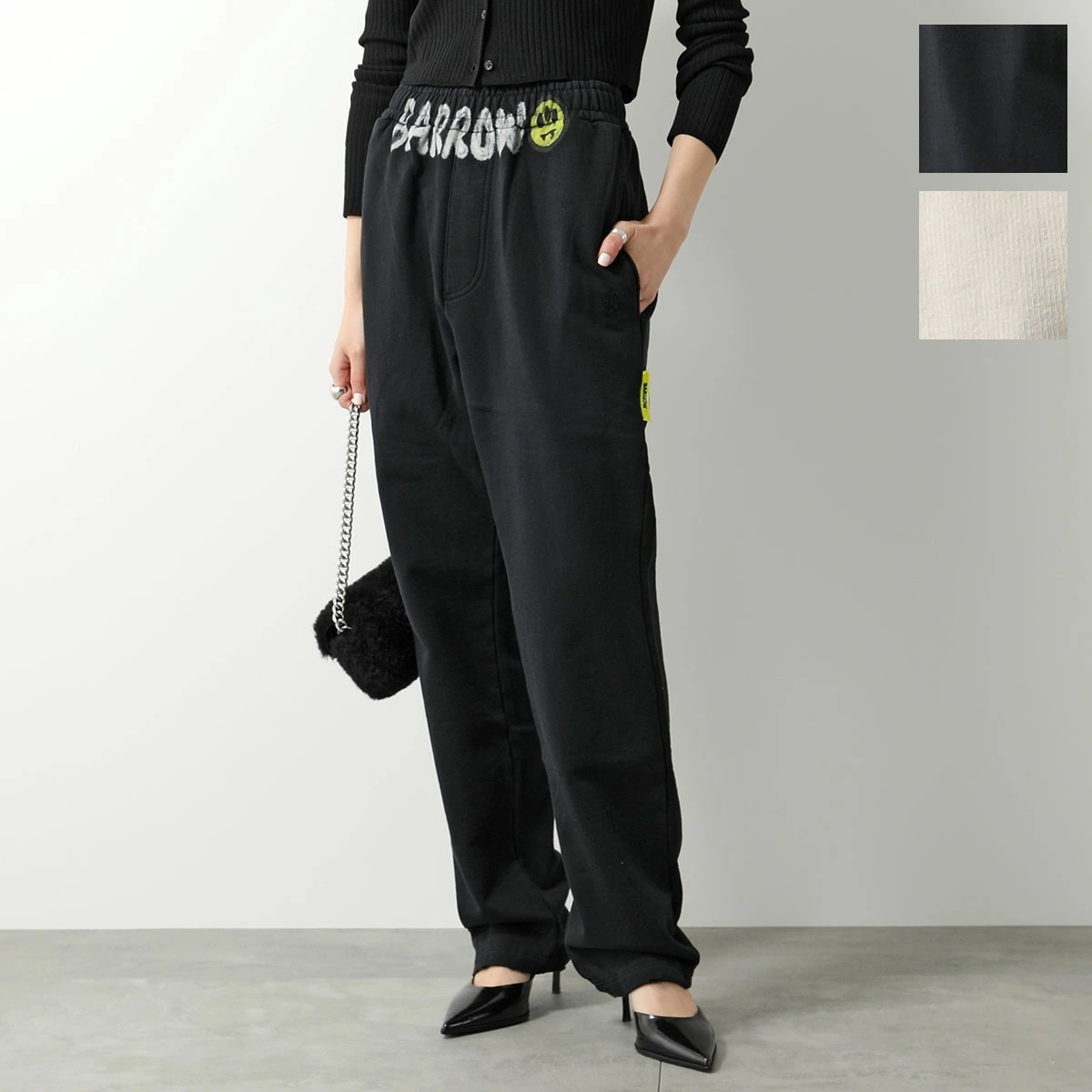 BARROW バロー スウェットパンツ FLEECE PANTS F3BWUAFP049 レディース ストレート ロゴ コットン カラー2色