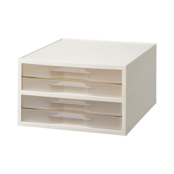 （まとめ） 岩崎工業 PP製引き出しケース A4タテ 薄型4段 ホワイトクリア ST6102CW 1台 10セット