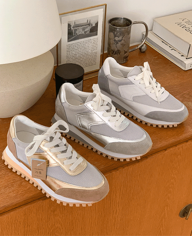 [MILOVANY] 牛革 カレン マッシュ コンビ スニーカー 5cm