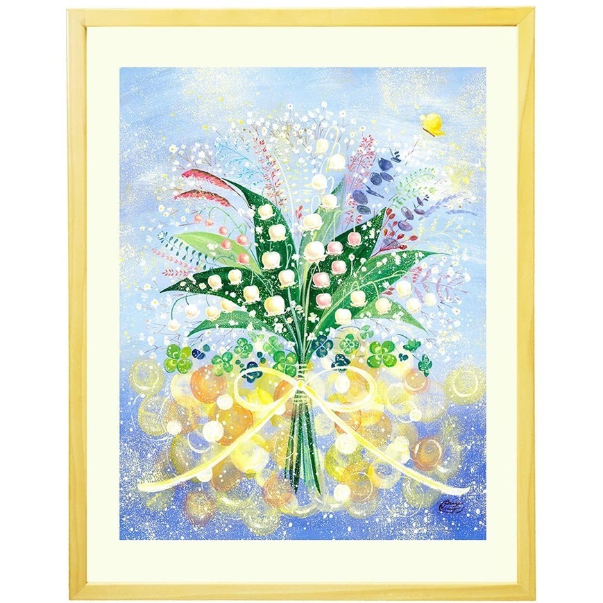絵画 インテリア すずらん ブーケ 風水 トイレ 部屋に飾る絵 アート フラワー 北欧 蝶々 壁掛け 絵 置物 インテリア雑貨 癒しグッズ 人気部屋 小さいサイズ 日本製 (Sサイズ)