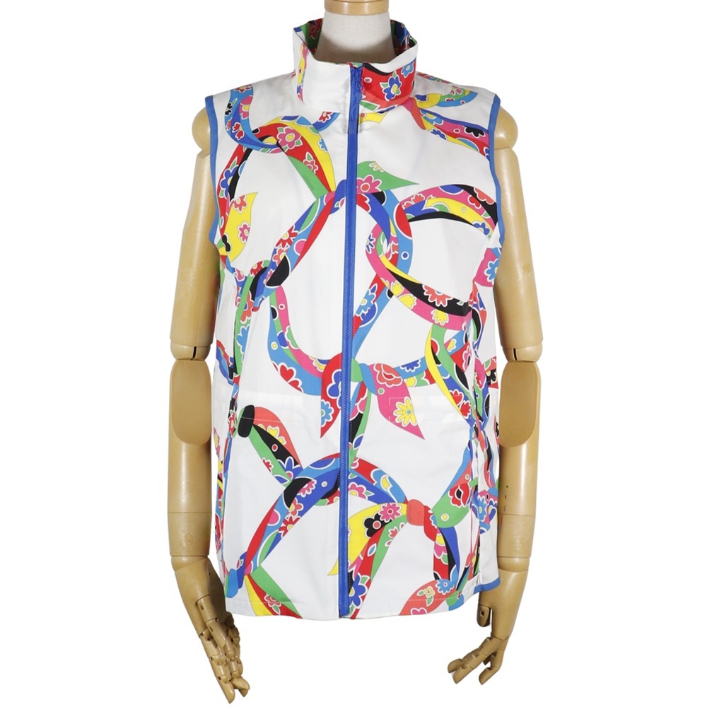 フラワー スポーツ ベスト ポリエステル 白 レディース 中古品 A+ランク