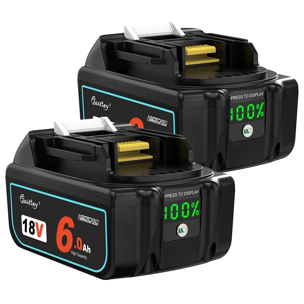 マキタ18V バッテリー互換 6.0Ah ２個セット 確実にカットオフ機能過電流保護過放電防止機能など多重回路保護機能が搭載 デジタル％残量指示付 大容量電池 6000mAh BL1860B 最新セル