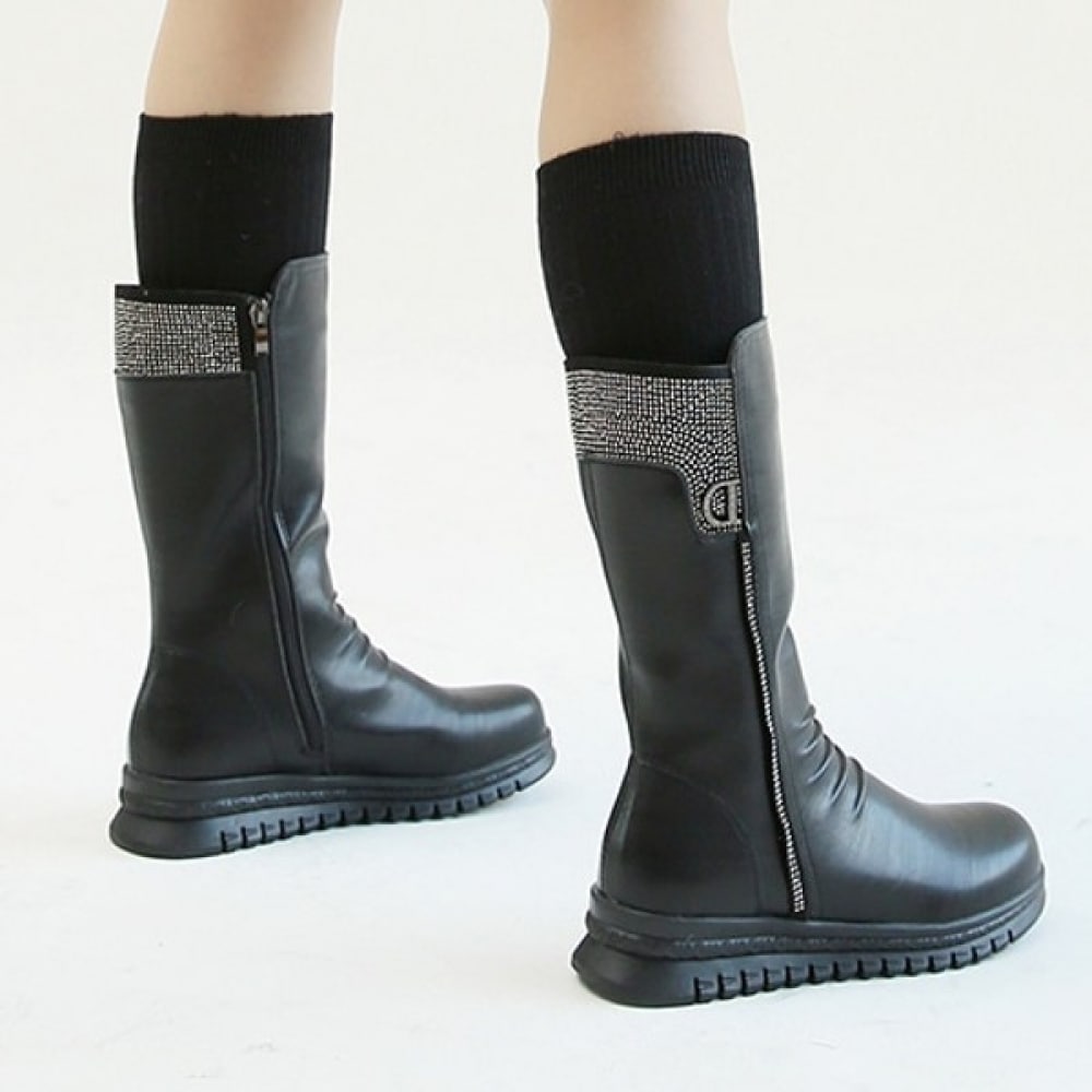 (ニナスパリ) キュービックエンベリッシュリンクルレザーミドルブーツ 7,290円