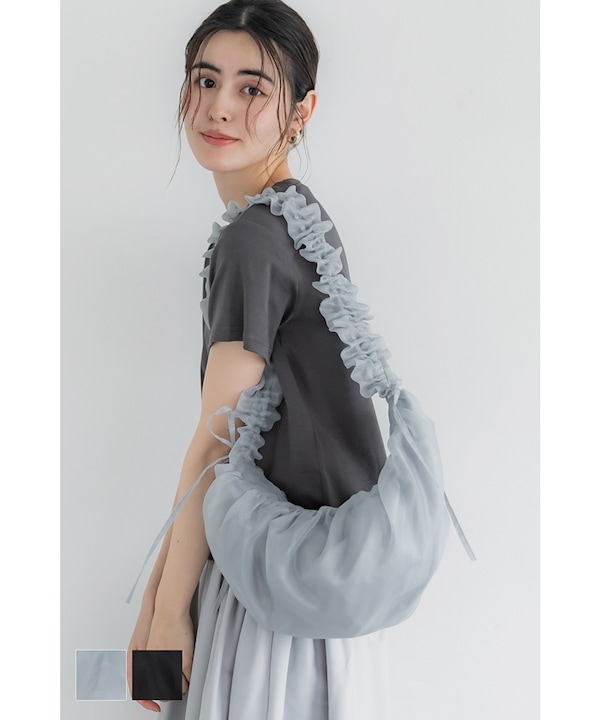 cocoさま専用☆キャンバスフリルリボンバッグ☆GODPIVA [新品タグ付き] cocoさま専用☆キャンバスフリルリボンバッグ☆GODPIVA [新品