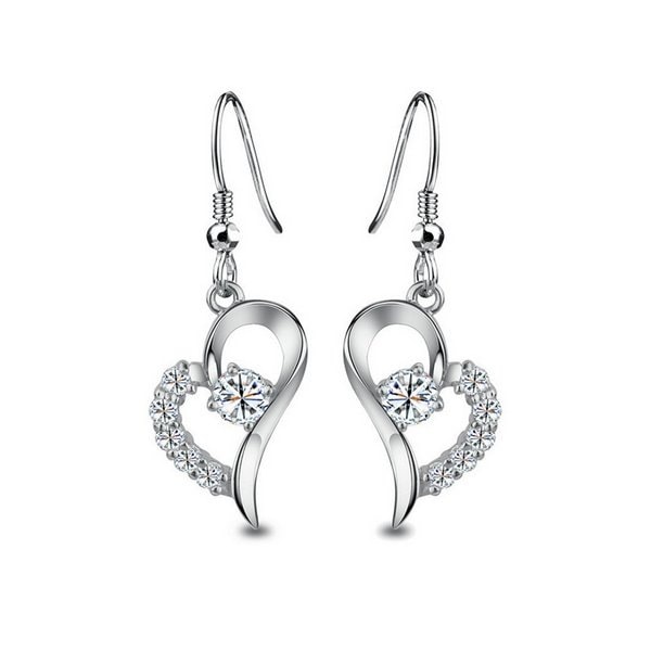 フックピアス レディース S925 ロジウムコーティング キュービックジルコニア ハート ルピス