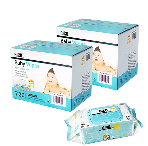 RICO おしりふき 720枚 (80枚x9パック)　２個セット　お尻拭き おしり拭き お尻ふき 赤ちゃん用 ベビー