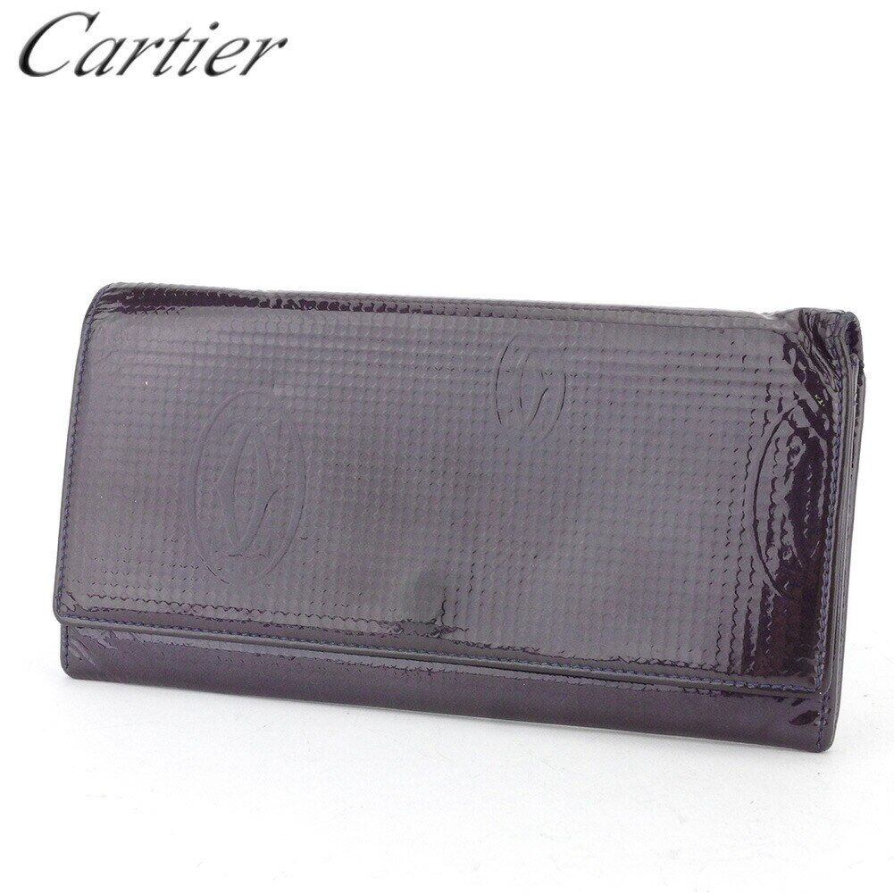 長財布 ファスナー付き 財布 ハッピーバースデー レディース メンズ パープル シルバー 中古