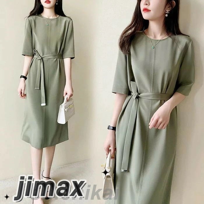 ワンピース レディース 40代 きれいめ 膝丈ワンピース 春夏新作 五分袖ワンピース 無地 ひざ丈スカート オシャレ韓国風 大人 シンプル 着痩せ 9,534円