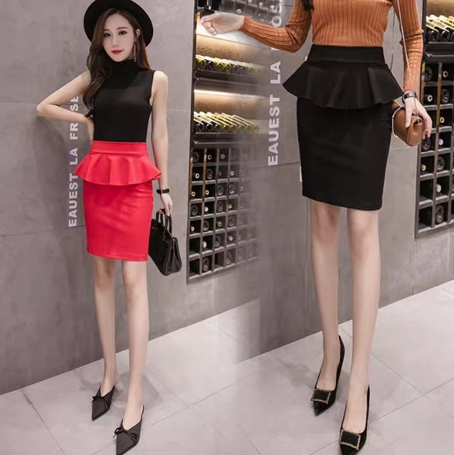 レディース スカート ボトムス タイトスカート ミニスカート ミニ ショート タイト スリム 細身 フェミニン フリル バックスリット バックコンシャス ハイウエスト かわいい 大人可愛い きれいめ