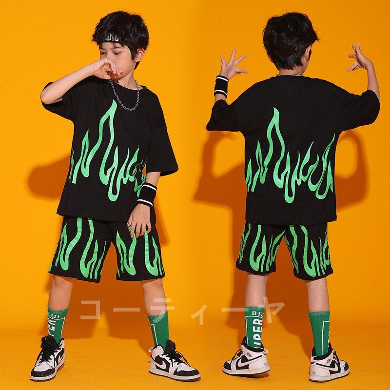 ２点で11o円OFF！【本日限定】キッズダンス衣装 ヒップホップ 女子 男子 男女兼用 子供服 HIPHOP 夏 ジャズダンス ステージ衣装 jazz 練習着 上下セット 半袖 Tシャツ