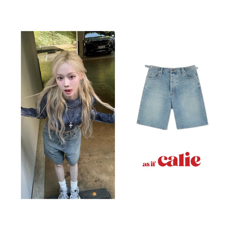 [ aespa ウィンター着用 ] KNEE LENGTH WIDE DENIM PANTS BLUE / 韓国アイドル / ユニセックス