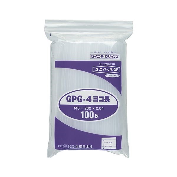 （まとめ） セイニチ ユニパックGP ヨコ長タイプヨコ200タテ140厚み0.04mm GPG-4ヨコナガ 1パック（100枚） 10セット