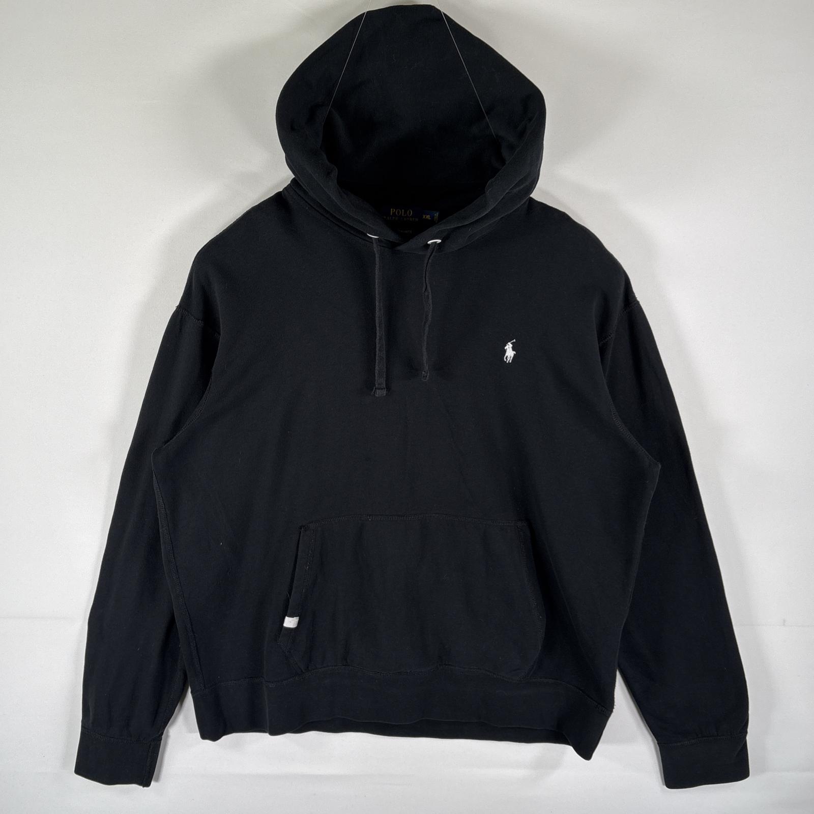古着 パーカー スウェット ワンポイントロゴ刺繍 プルオーバー 大きいサイズ XXL ブラック メンズ