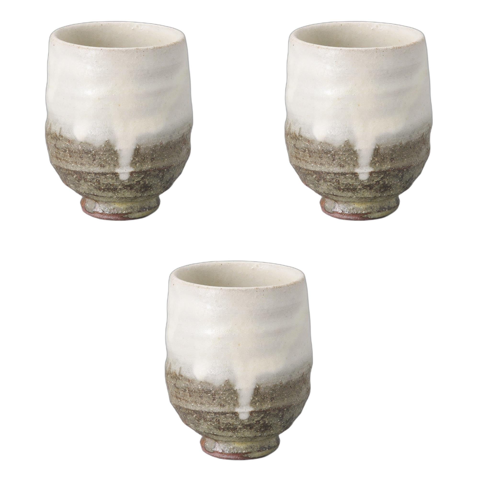 セトモノホンポ(Setomonohonpo) 3個セット 灰釉粉引湯呑（小） [ 6.8×8.5cm ] 湯呑陶磁器