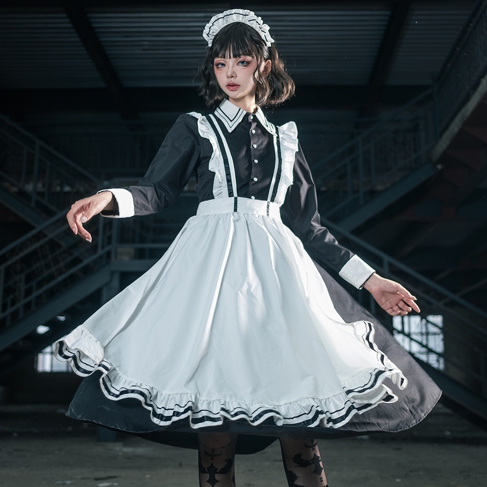 2024 大人気 ロリータ コスプレ メイド服 ロングスカートコスプレイギリス執事伝統メイド 日系制服