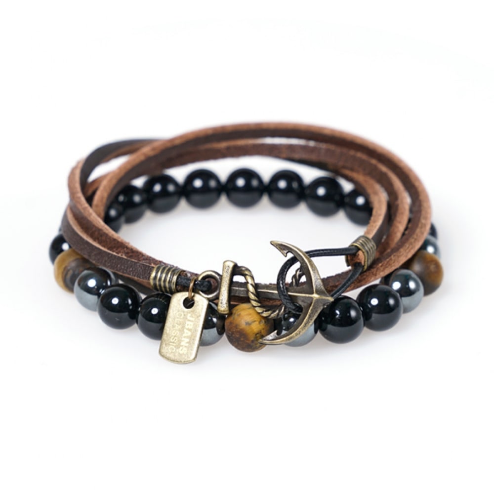 JBANS クラシックマットポイント 287 & ストリングレザー 289 ブレスレットセット (C1801-SE021BR)