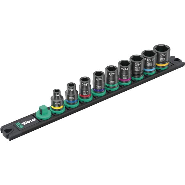 WERA ヴェラ 差込角3/8SQ マグネットレール付 9点組 インパクトソケット セット インチサイズ 005452 工具 ツール DIY