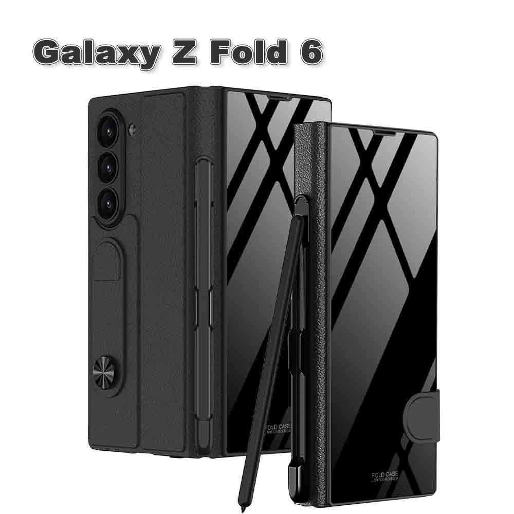 即納 ギャラクシー Galaxy Z Fold6 PUレザー ガラス 全面保護 ヒンジ保護 傷防止 カード収納 ケース ゼットフォールド 耐衝撃 軽量 カバー 送料無料