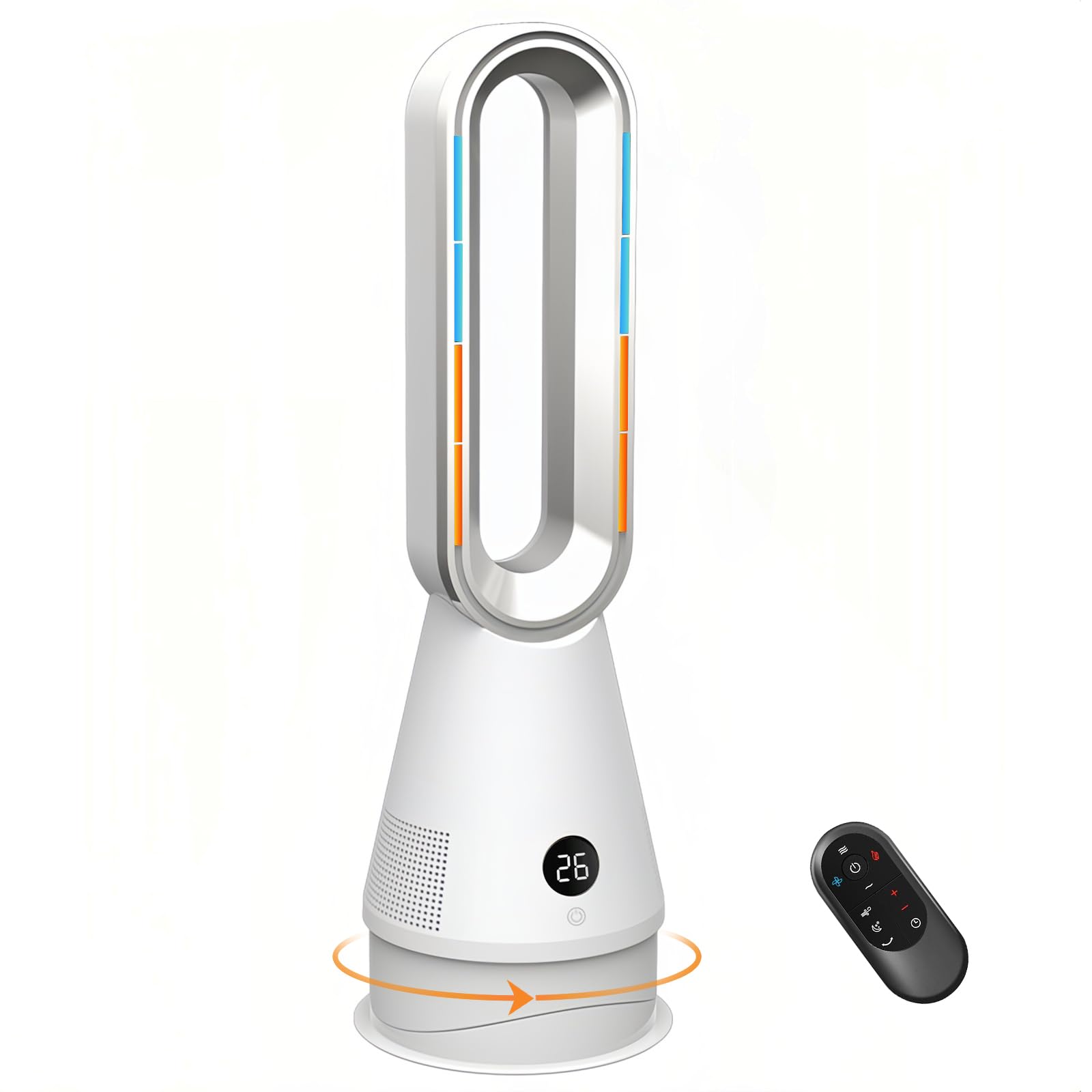 セラミックヒーター【2025革新冷暖兼用・1台6役・羽根なし扇風機・ECO恒温モード】電気ファンヒーター 3段階温風＆10段階冷風 上下左右首振り 転倒OFF 空気清浄 タイマー メモリー 過熱保護