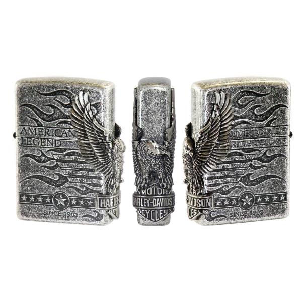 ZIPPO(ジッポー) ライター ハーレーダビッドソン サイドメタル 日本限定 2面加工 バレル仕上げ シルバー HDP-74