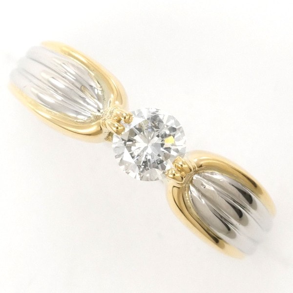 PT900 プラチナ K18YG リング 指輪 4号 ダイヤ 0.25 鑑別書 ジュエリー 中古