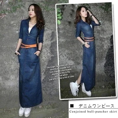 デニム ワンピースレディース　ワンピースプラスサイズカジュアルなドレスデニムドレス 無地 デニム