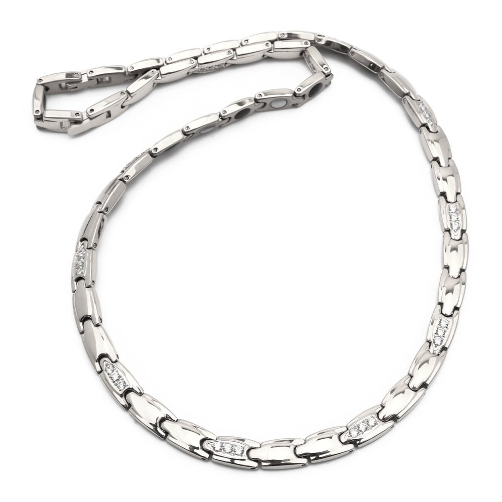 CZ付き 磁気ネックレス [n534-silver]