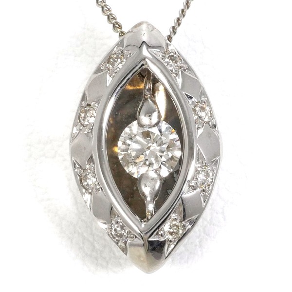 K10 10金 WG ホワイトゴールド ネックレス ダイヤ 計0.20 ジュエリー 中古