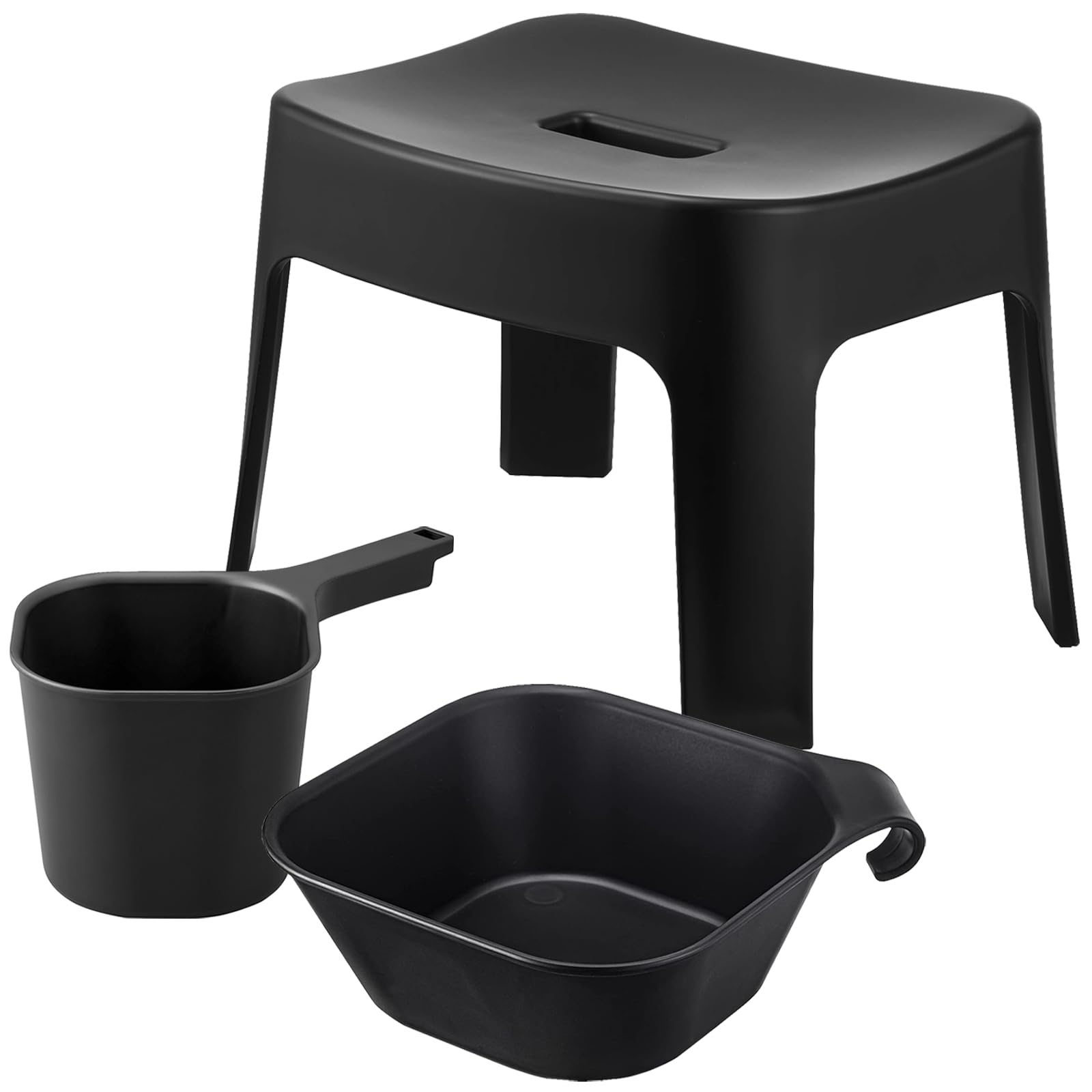 山崎実業(Yamazaki) マグネット風呂イス 座面高25cm マグネット＆引っ掛け湯おけ マグネット手おけ 【3点セット】 tower 浮かせる収納 バスチェア ブラック 6926 5379 36 8,113円