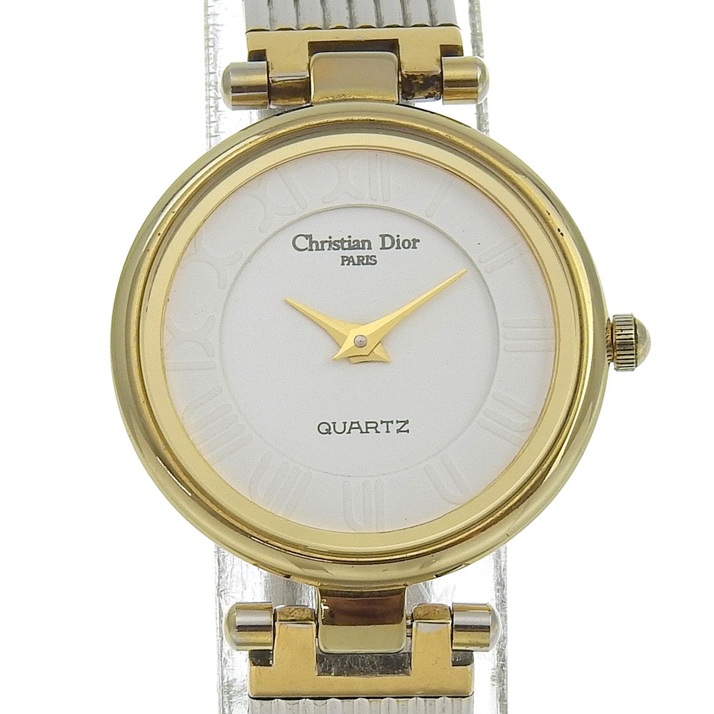 4715032 腕時計 ステンレススチール 金メッキ クオーツ アナログ表示 レディース 白文字盤 中古品 A-ランク