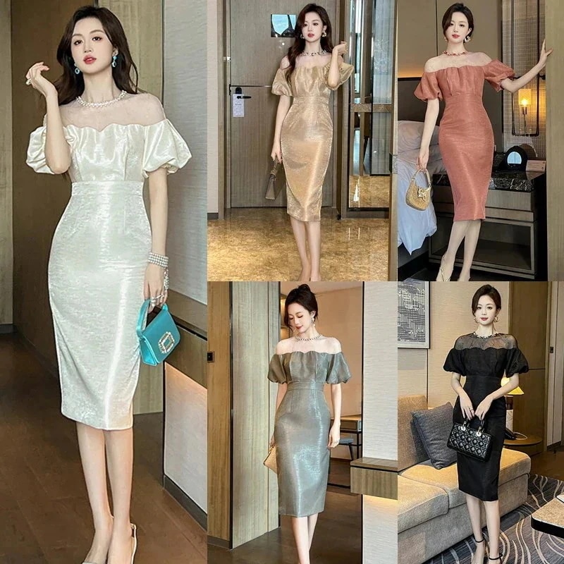 【JY.上品】 2025夏新品 ベアワンピ オフショルダー フリル チュールドッキング ドレス パーティー キャバ 大人 同窓会 披露宴 卒業式 結婚式 演奏会 ウェディング 二次会 メガ割