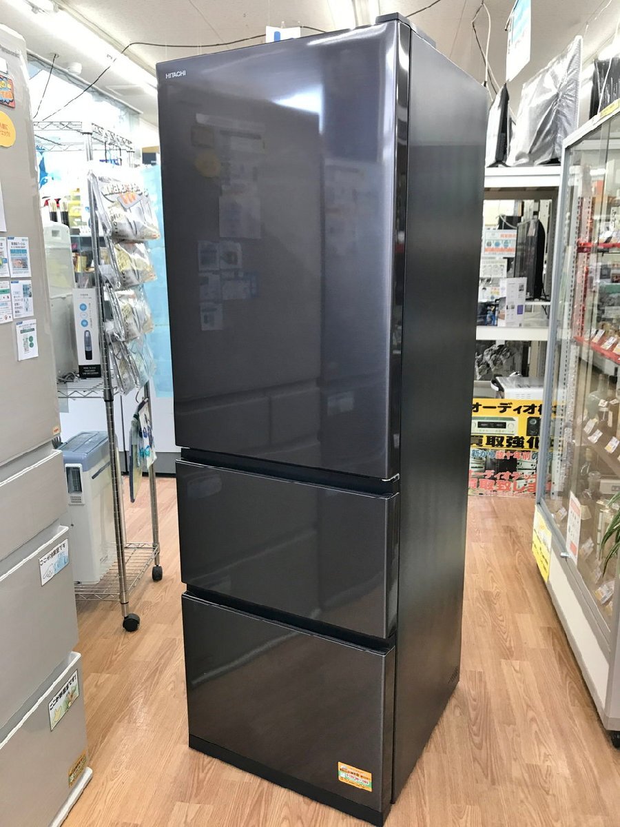 冷蔵庫 R-V38SV ブラック 375L 2022年製 右開き 日立 HITACHI 幅60cm ［静岡市］店頭併売品 2508LT902